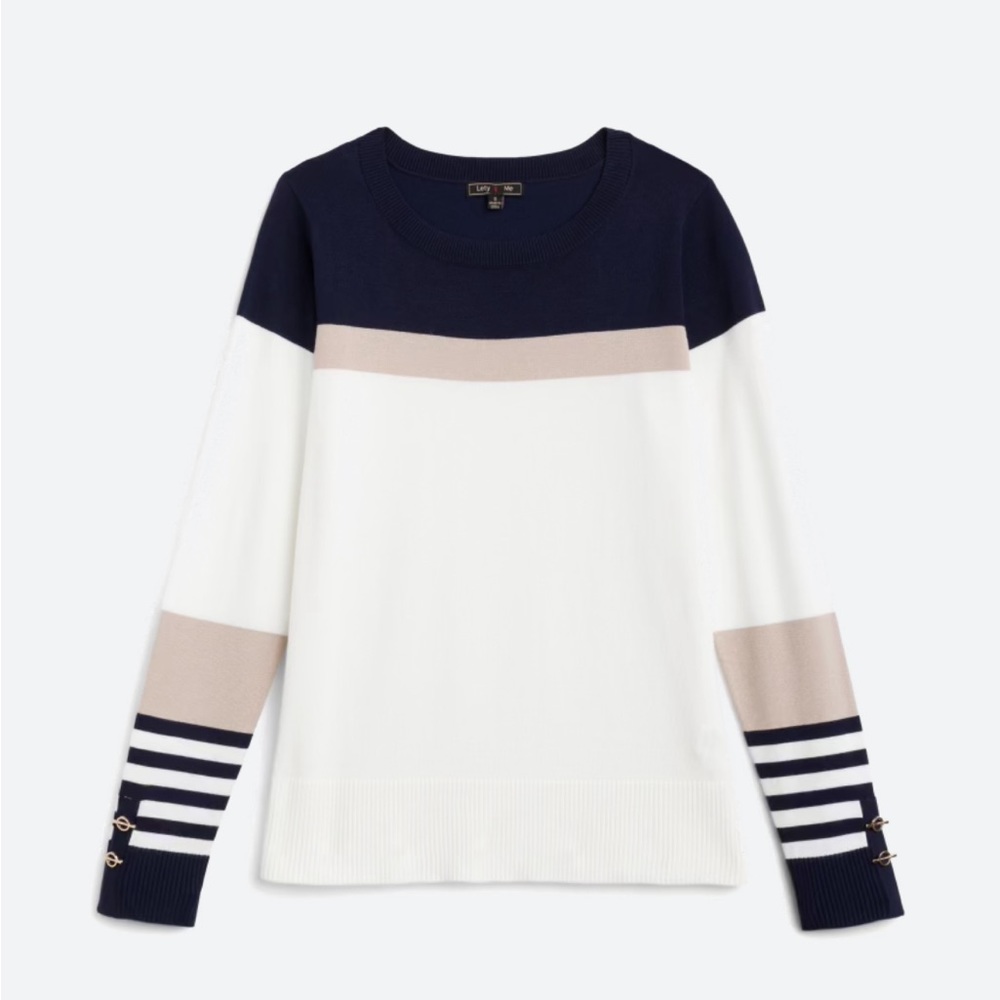 Lety & Me Women’s Medium Finley Long Sleeve Off-White Pullover
